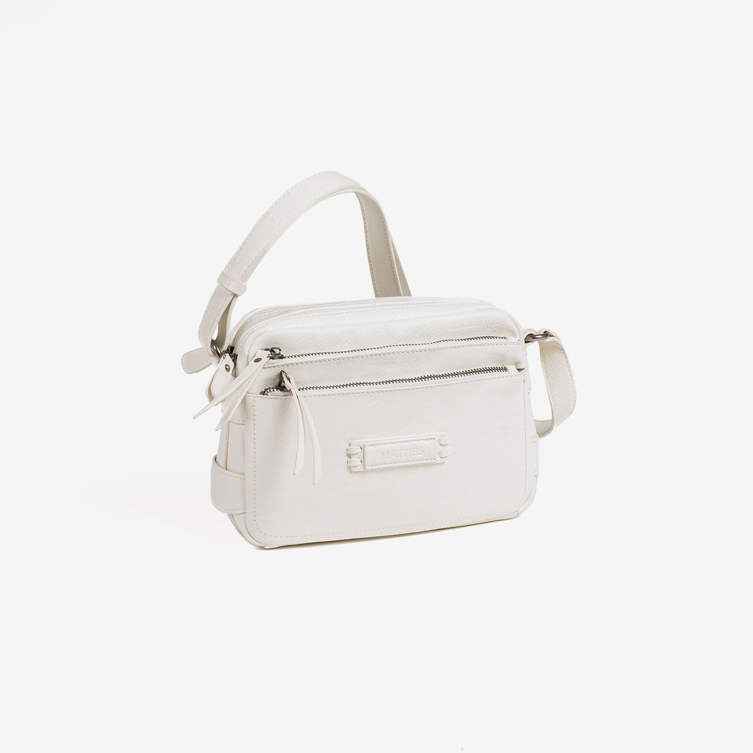 Bolso bandolera, color blanco, Serie Classic. 24x17x8 cm - Matties Bags