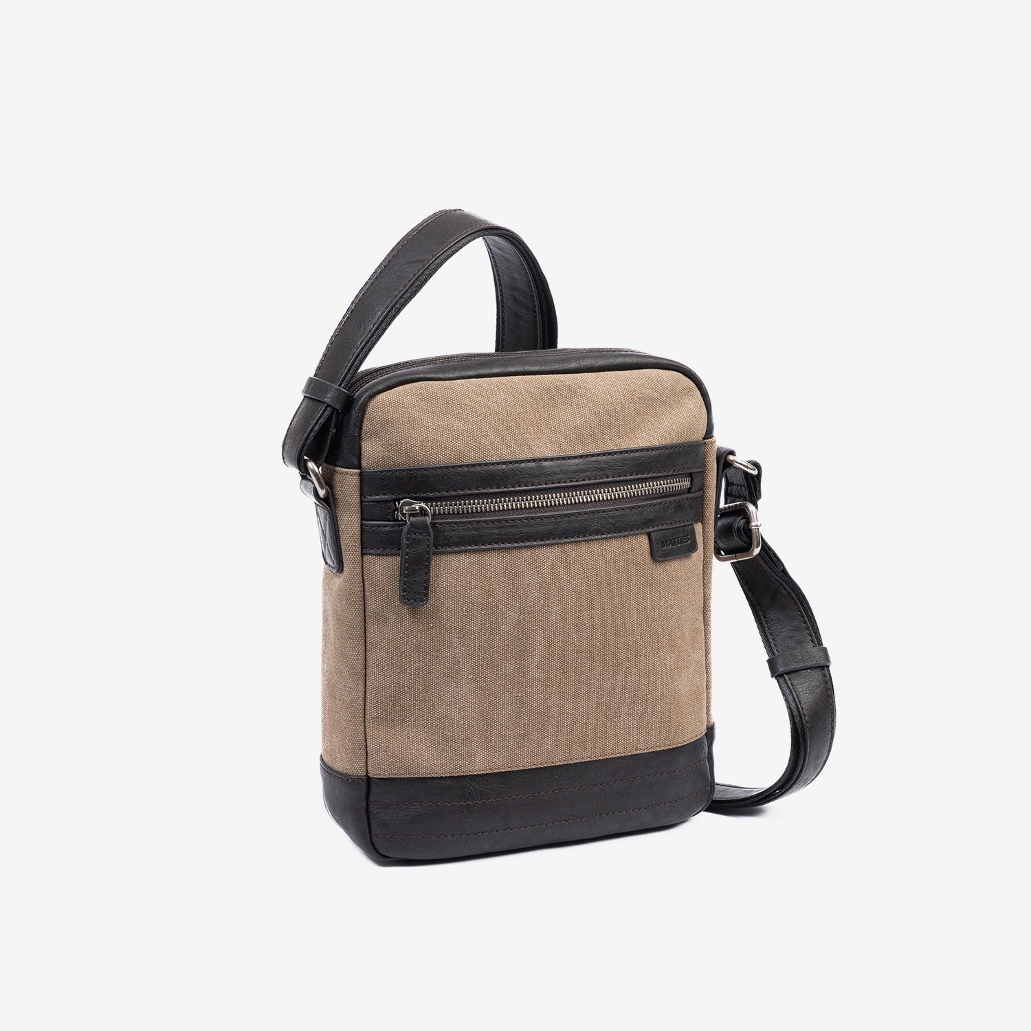 Bolso bandolera para hombre , color marrón, Serie Lona. 21x26.5x5.5 cm - Matties Bags