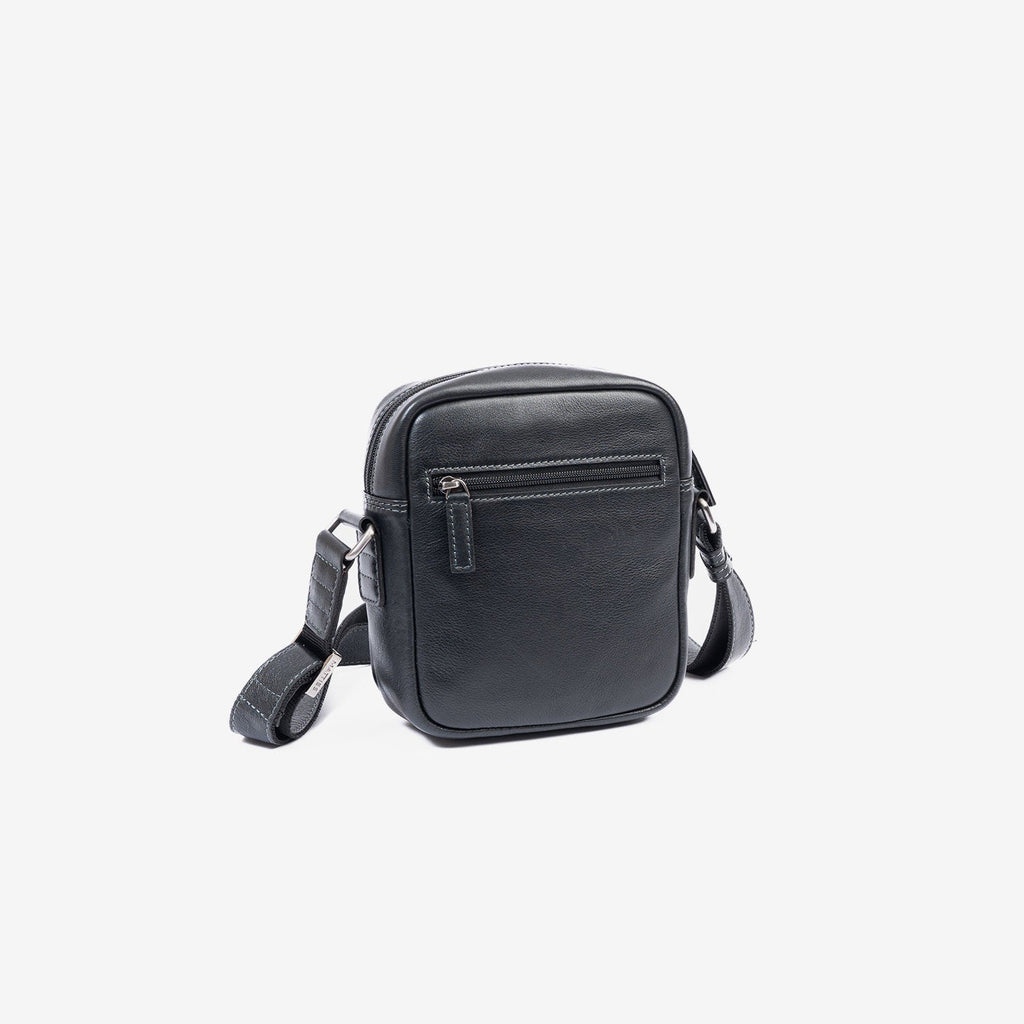 Bolso bandolera para hombre , color negro, Serie Pioneer Leather. 16x19 cm - Matties Bags