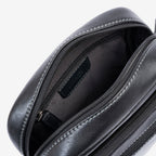 Bolso bandolera para hombre , color negro, Serie Pioneer Leather. 16x19 cm - Matties Bags