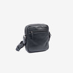 Bolso bandolera para hombre , color negro, Serie Pioneer Leather. 18x21 cm - Matties Bags