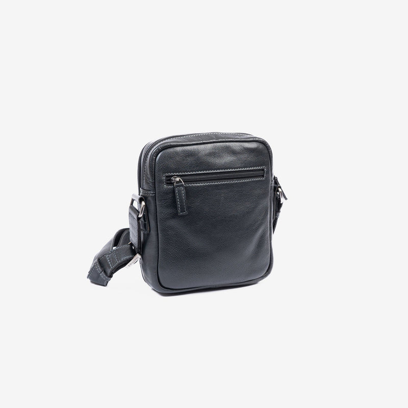 Bolso bandolera para hombre , color negro, Serie Pioneer Leather. 18x21 cm - Matties Bags