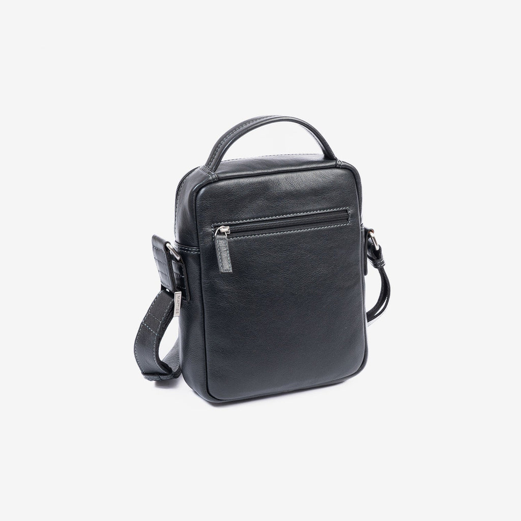 Bolso bandolera para hombre , color negro, Serie Pioneer Leather. 19x24 cm - Matties Bags