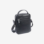 Bolso bandolera para hombre , color negro, Serie Pioneer Leather. 19x24 cm - Matties Bags