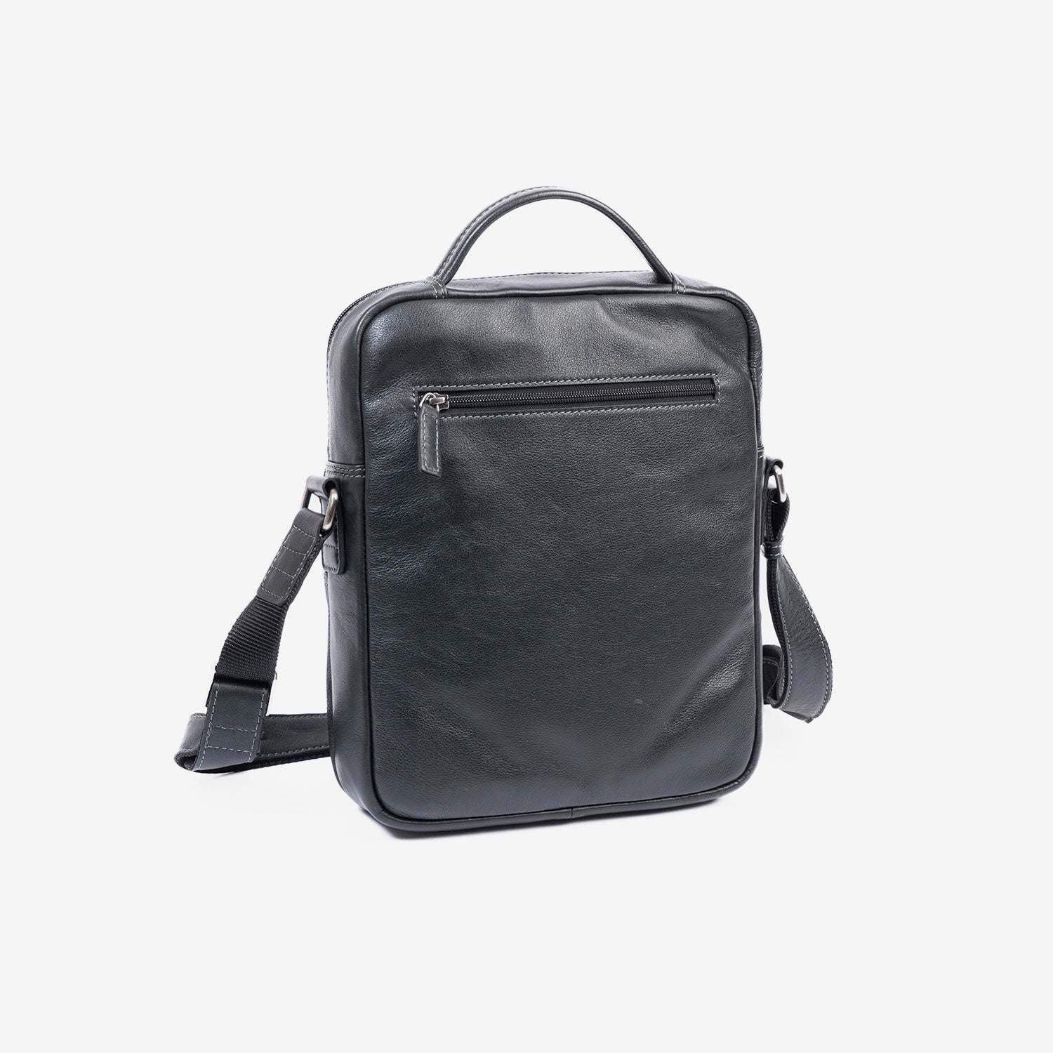 Bolso bandolera para hombre , color negro, Serie Pioneer Leather. 24x30x07 cm - Matties Bags