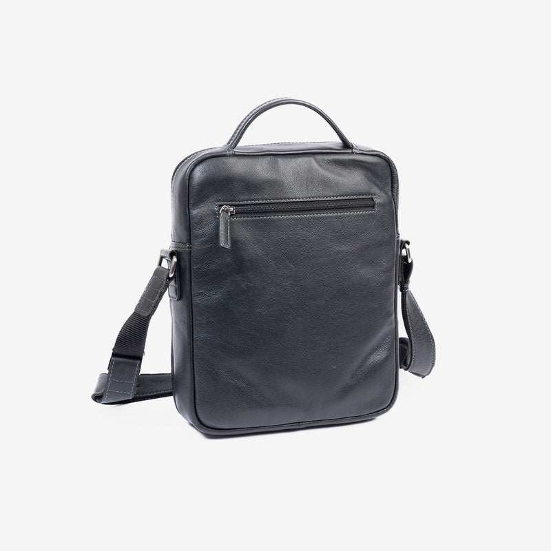 Bolso bandolera para hombre , color negro, Serie Pioneer Leather. 24x30x07 cm - Matties Bags