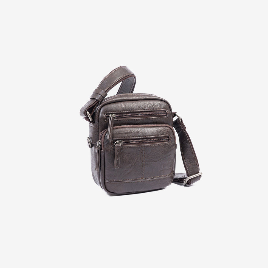 Men's crossbody bag, brown color, Classic Sport Series. 15x18 cm