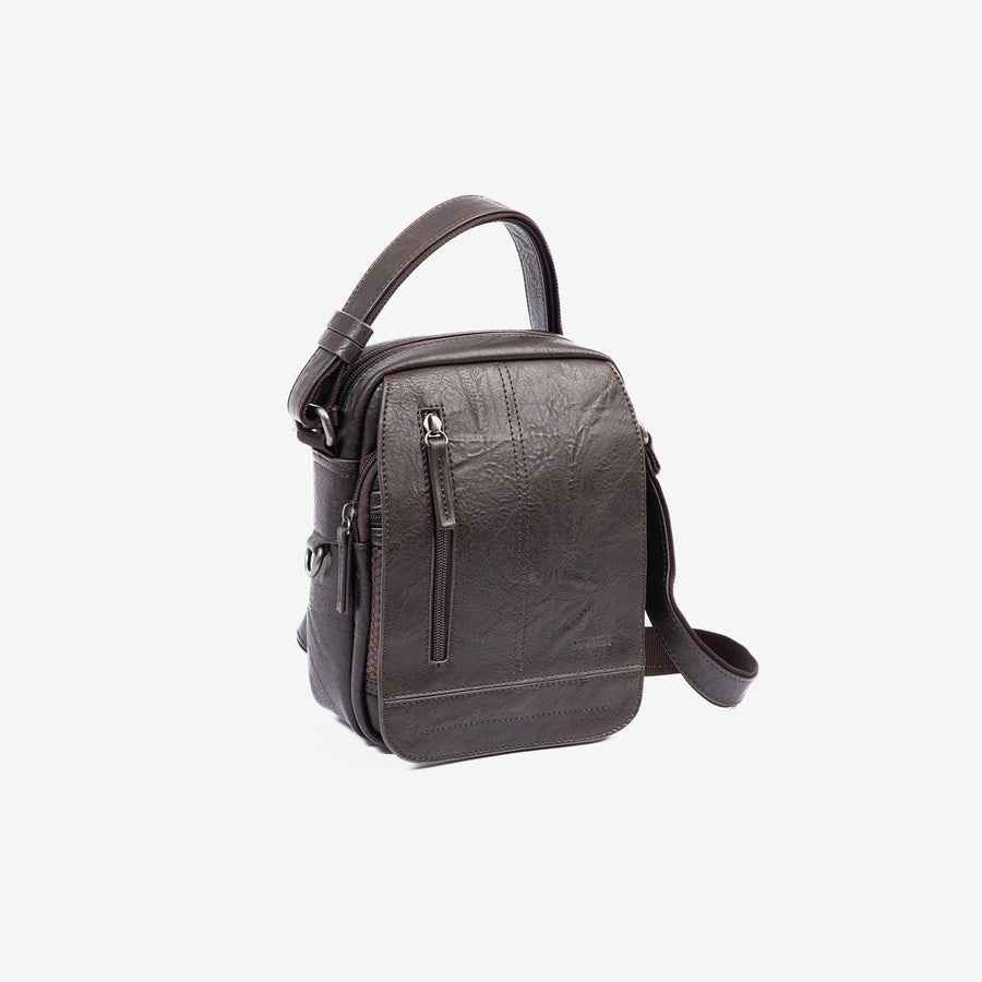 Men's crossbody bag, brown color, Classic Sport Series. 17x22 cm