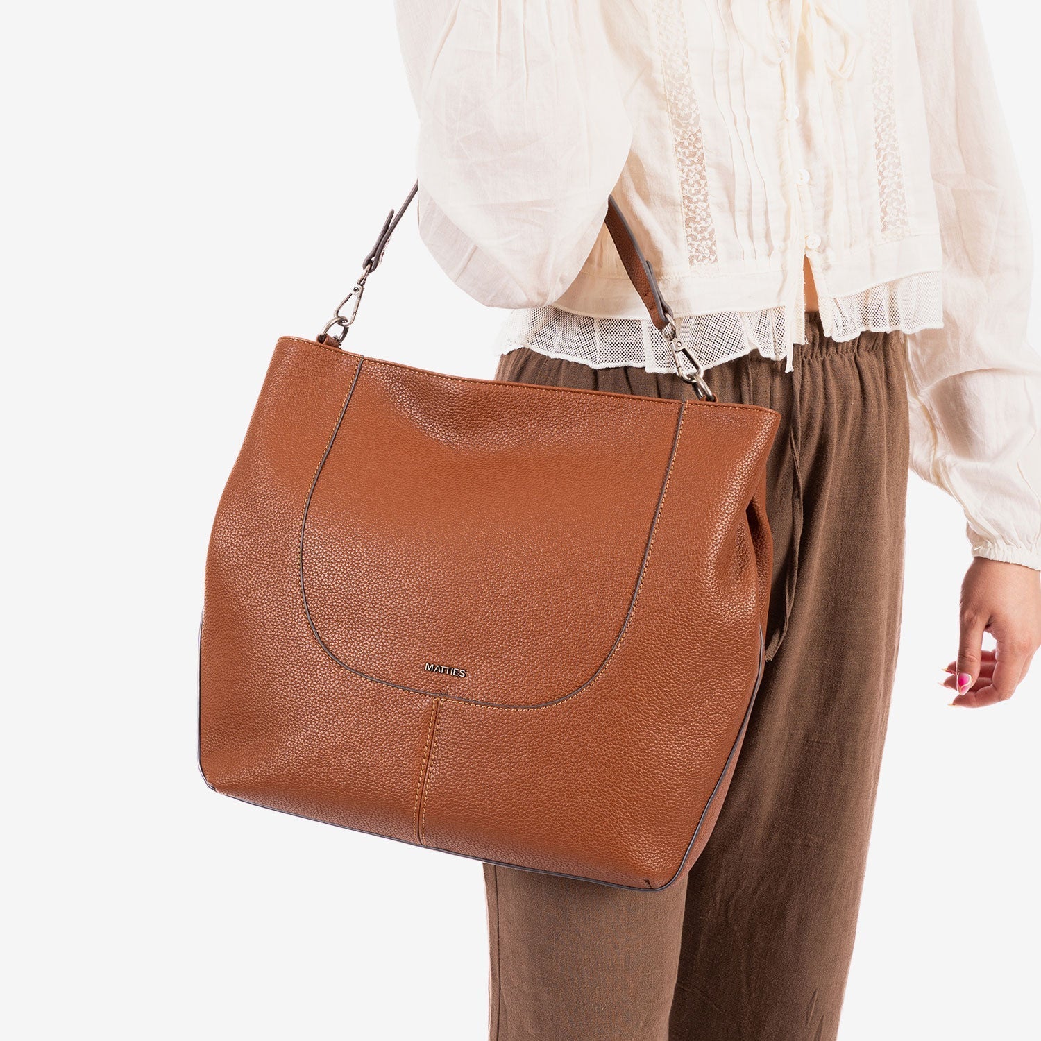 Bolso de hombro con bandolera, Serie cozy. 33.5x31x12 cm - Matties Bags