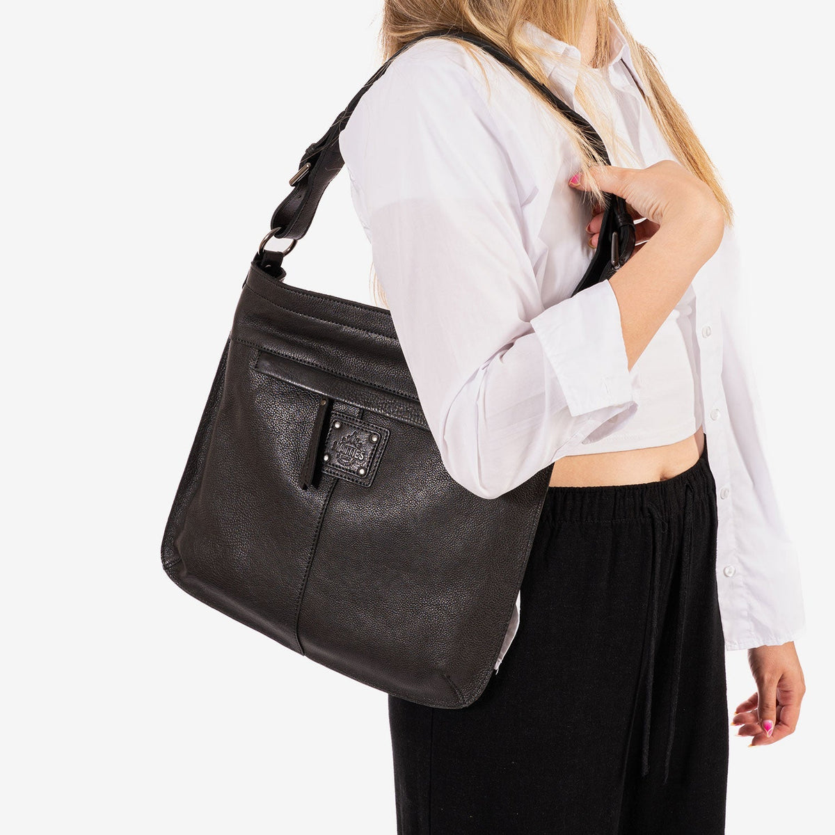 Bolso de hombro con bandolera, Serie eva/leather. 34x31x05 cm - Matties Bags