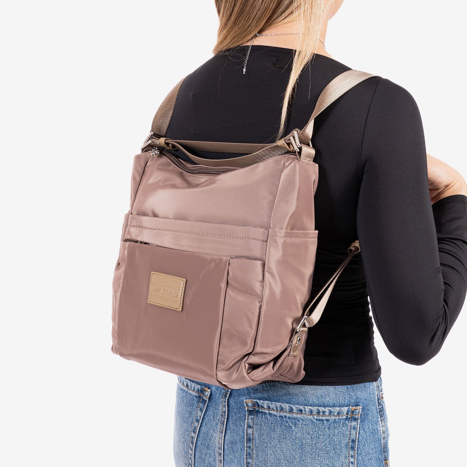 Bolso de hombro convertible en mochila, Serie jenna. 25x28x12 cm - Matties Bags