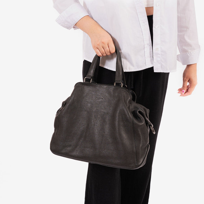 Bolso de mano con bandolera, Serie eva/leather. 35x27x13 cm - Matties Bags