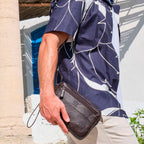 Bolso de mano para hombre, color café, Colección nappa. 24x15x05 cm - Matties Bags