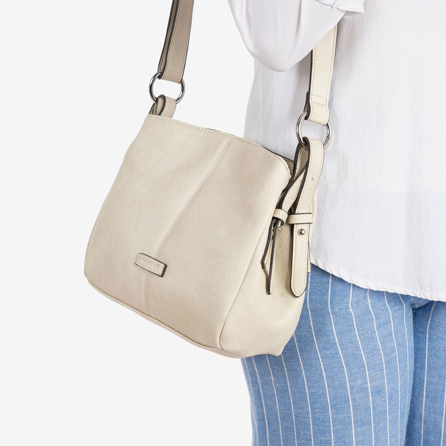 BOLSO DE MUJER, COLOR BEIG - V, SERIE NEW CLASSIC. 24x19x10.5 CM - Matties Bags