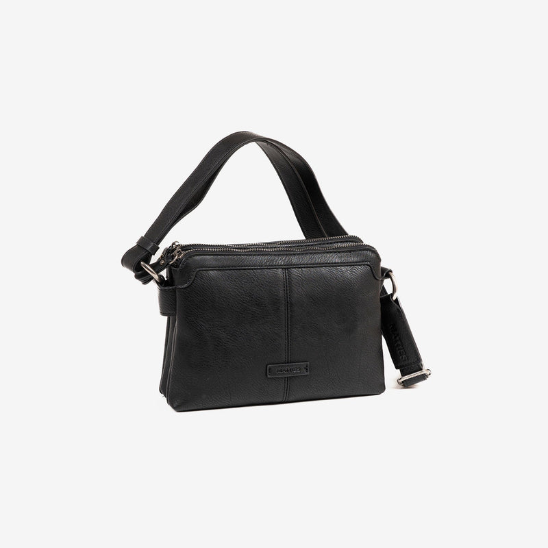 BOLSO DE MUJER, COLOR NEGRO - V, SERIE NEW CLASSIC. 24x16x07 CM - Matties Bags