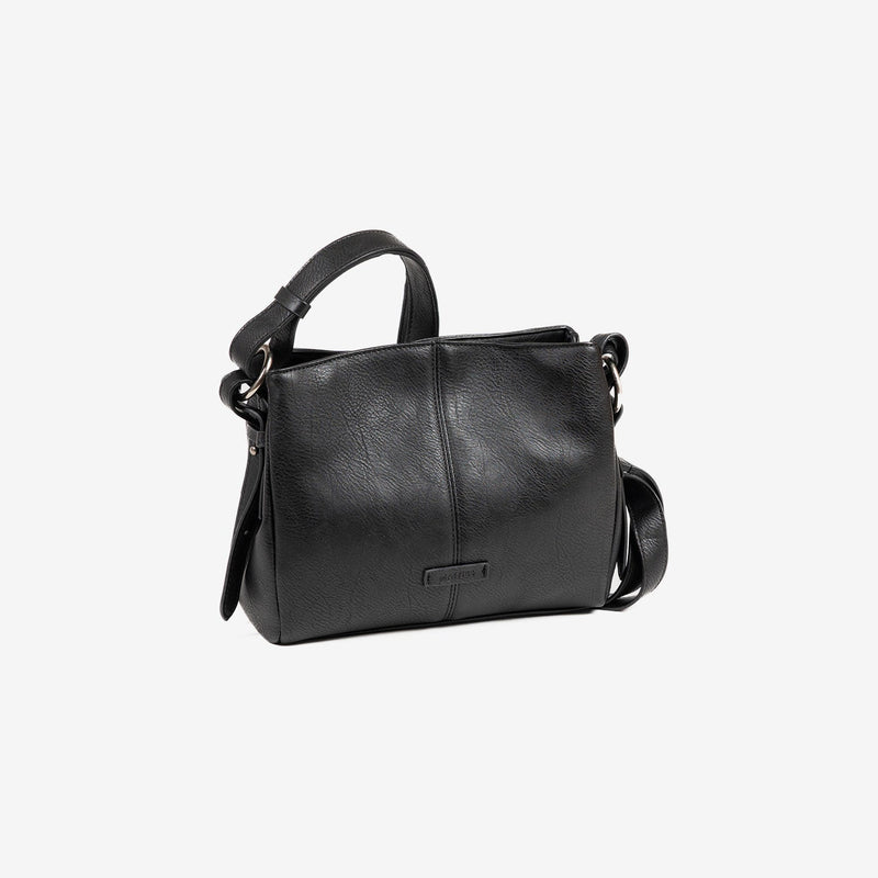BOLSO DE MUJER, COLOR NEGRO - V, SERIE NEW CLASSIC. 24x19x10.5 CM - Matties Bags