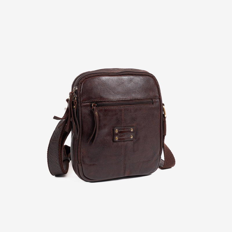 Bolso reportero para hombre, color marrón, Colección antic leather. 19x25 cm - Matties Bags