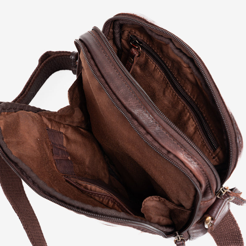 Bolso reportero para hombre, color marrón, Colección antic leather. 19x25 cm - Matties Bags