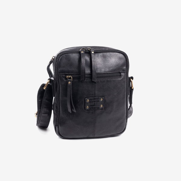 Bolso reportero para hombre, color negro, Colección antic leather. 19x25 cm - Matties Bags