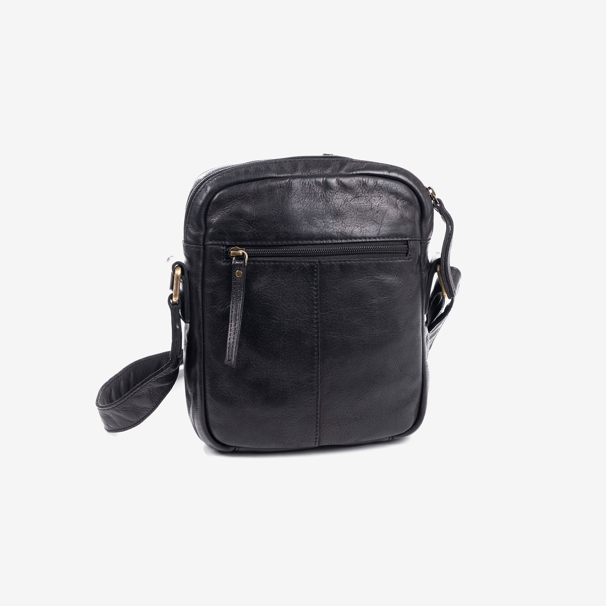 Bolso reportero para hombre, color negro, Colección antic leather. 19x25 cm - Matties Bags