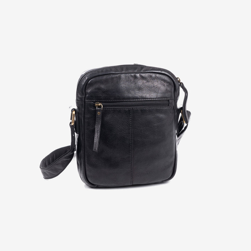 Bolso reportero para hombre, color negro, Colección antic leather. 19x25 cm - Matties Bags
