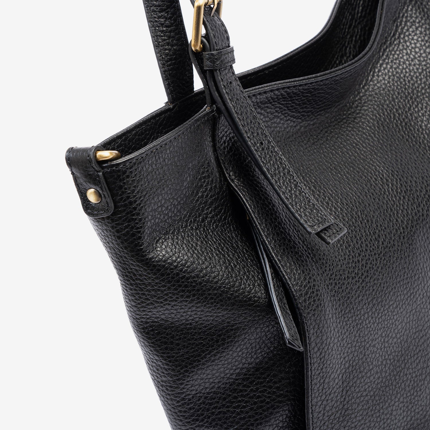 Bolso shopper cerrado con cremallera, color negro, Serie floater/leather. 33x27.5x10 cm - Matties Bags