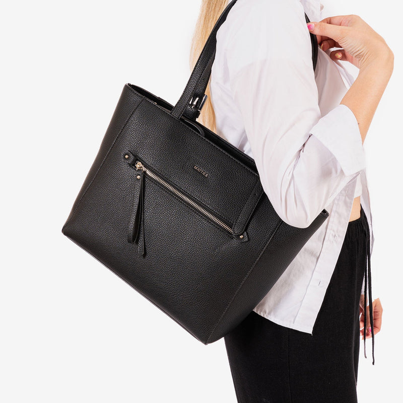 Bolso shopper cerrado con cremallera, Serie ebony. 32x27x11 cm - Matties Bags