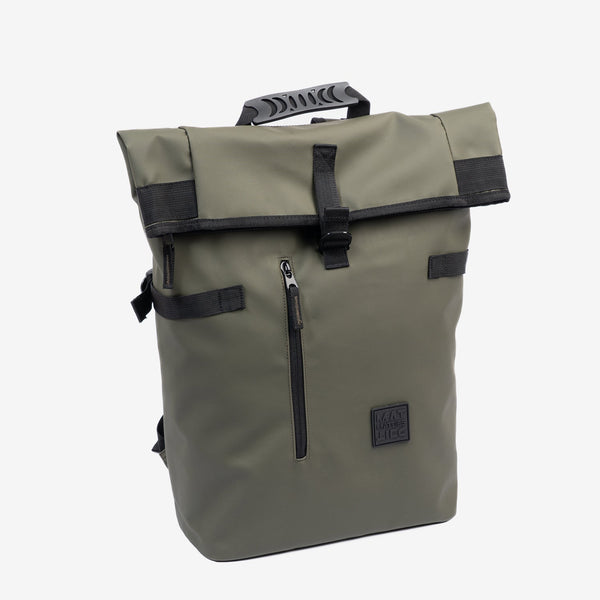 Mochila grande, diseño unisex. Color caqui. Ideal para Trabajo, Universidad o Viajes. 30x45x10 cm - Matties Bags