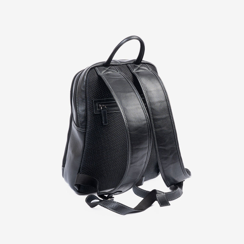 Mochila para hombre , color negro, Serie Pioneer Leather. 27x36x09 cm - Matties Bags