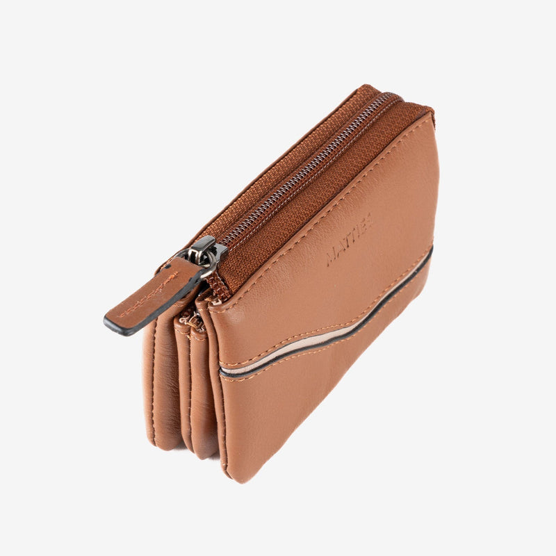 Monedero de piel para mujer, Serie line leather. 12x07 cm - Matties Bags