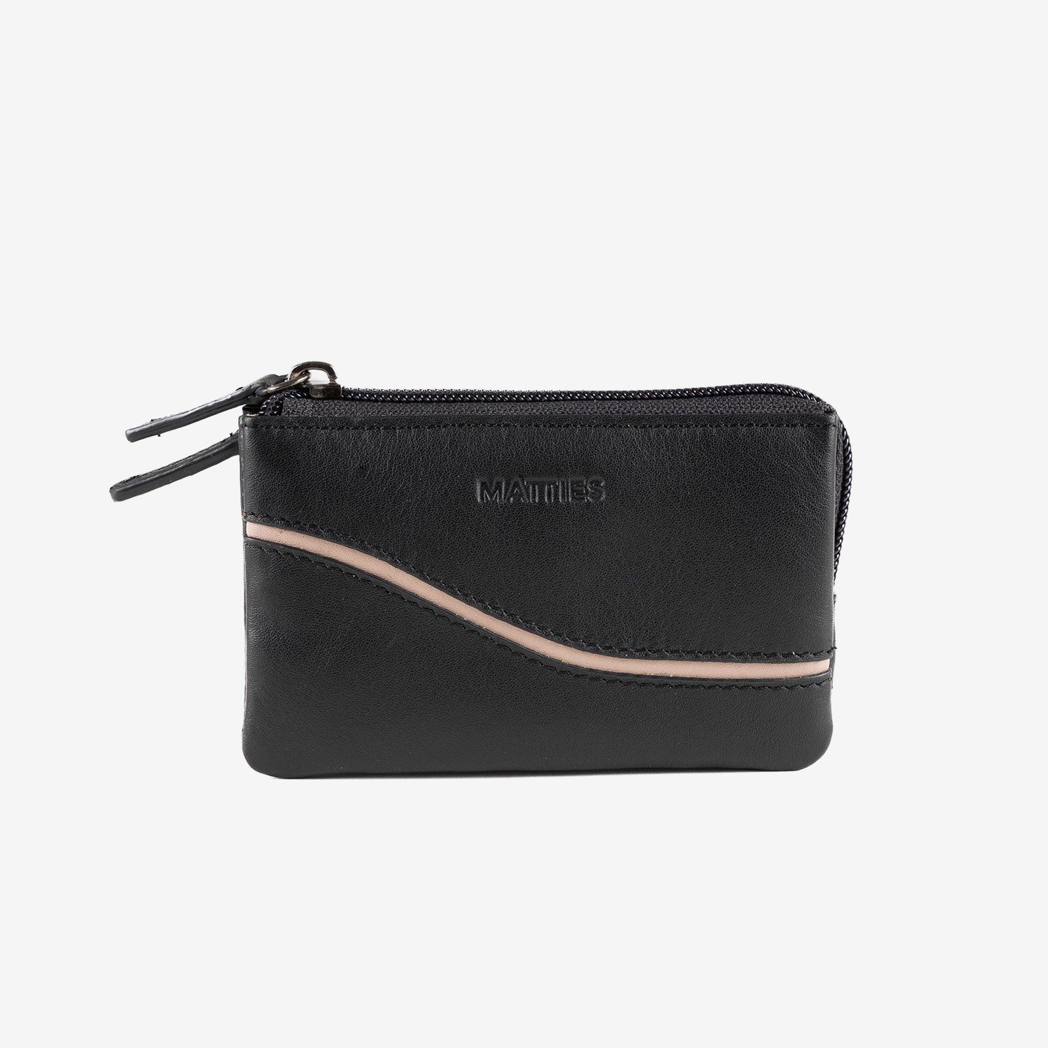 Monedero de piel para mujer, Serie line leather. 12x07 cm - Matties Bags