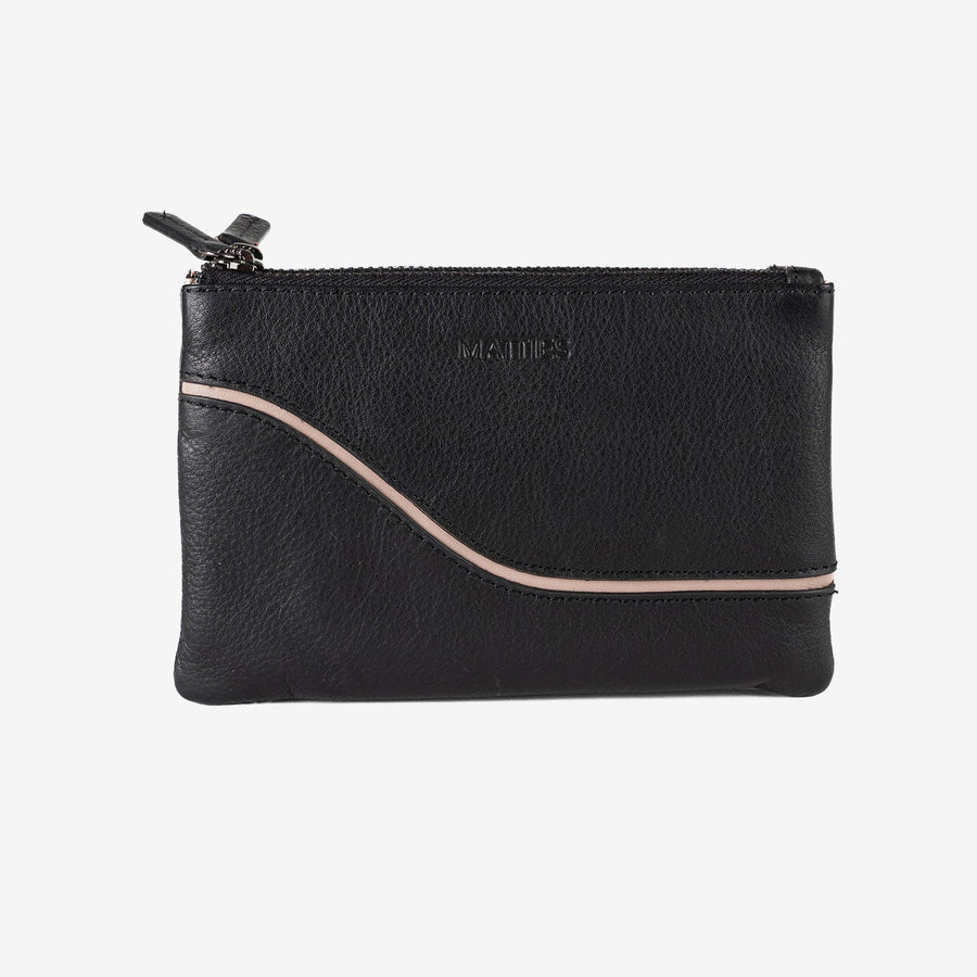 Monedero de piel para mujer, Serie line leather. 16x10 cm