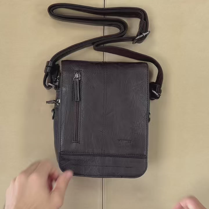 Men's crossbody bag, black color, Classic Sport Series. 17x22 cm
