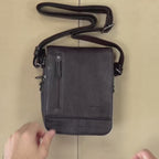 Men's crossbody bag, black color, Classic Sport Series. 17x22 cm