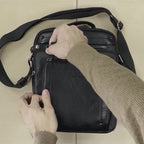 Men's crossbody bag, black color, Youth Series. 24x30 cm