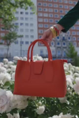 Handbag with shoulder strap, orange color, Collection reunion. 30x20x12 cm