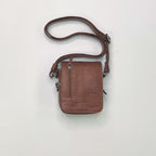 Men's crossbody bag, leather color, Classic Sport Series. 14x16 cm