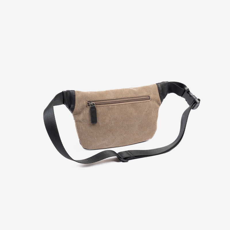 Riñonera para hombre , color marrón, Serie Lona. 28x15.5 cm - Matties Bags