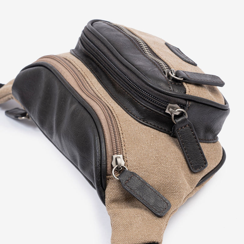 Riñonera para hombre , color marrón, Serie Lona. 30x13 cm - Matties Bags