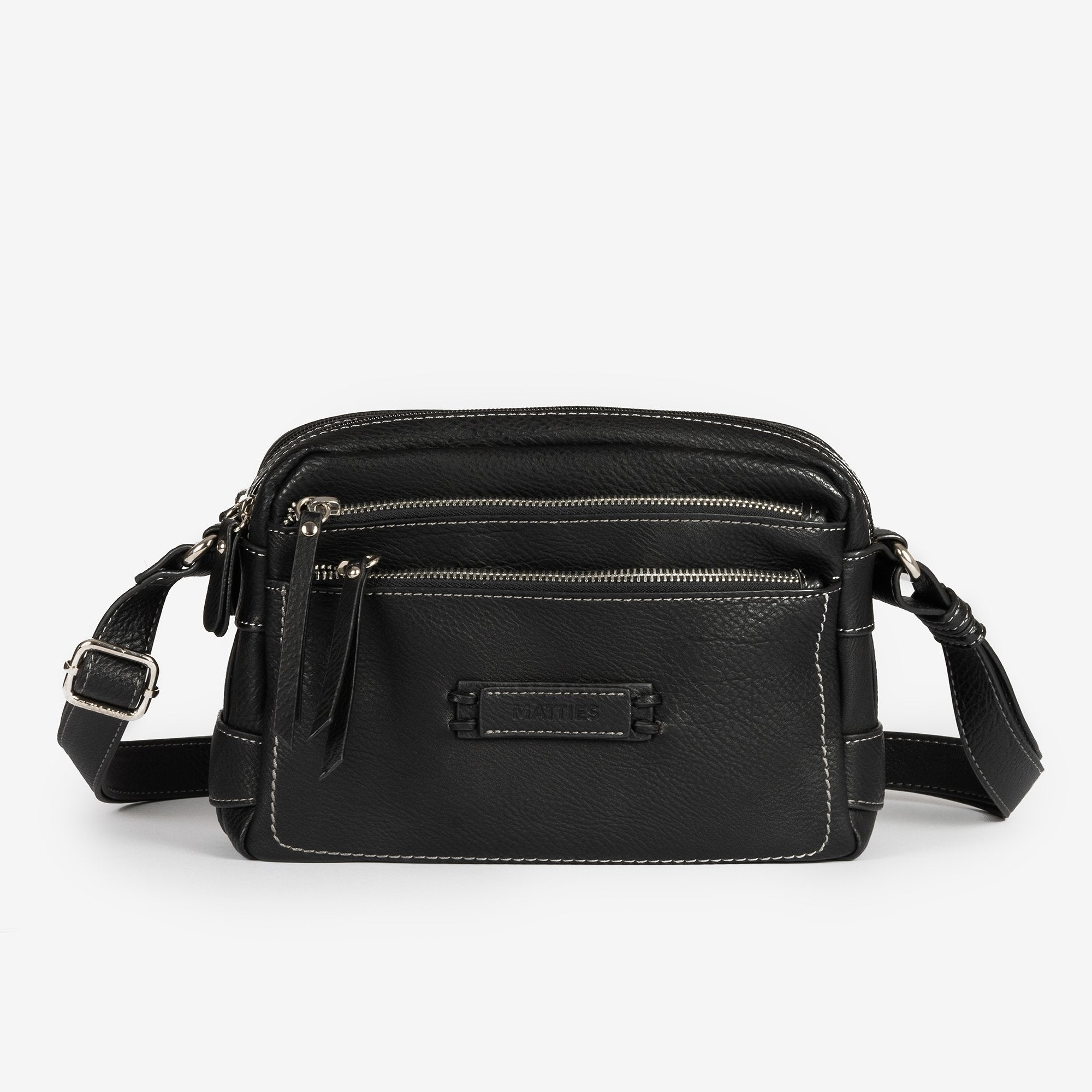 Bolso bandolera, color negro-v, Serie Classic. 24x17x8 cm