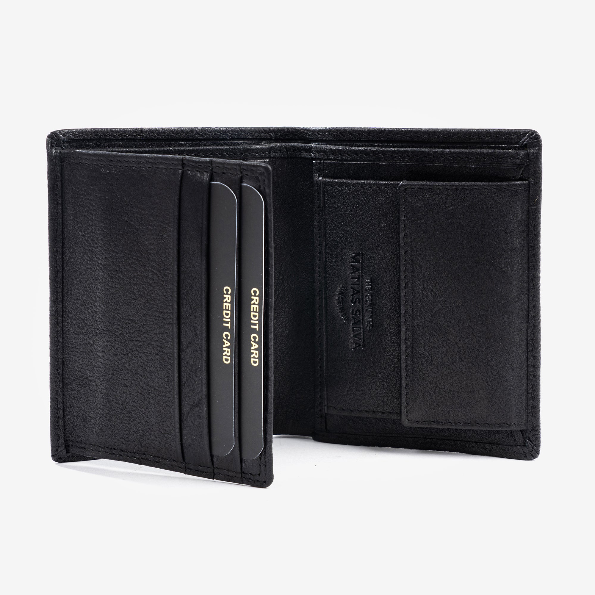 Billetero de piel, negro, Colección Billeteros piel Wash. 9x11 cm