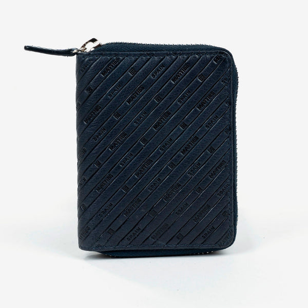 Leather wallet, blue color, Emboss Leather Collection