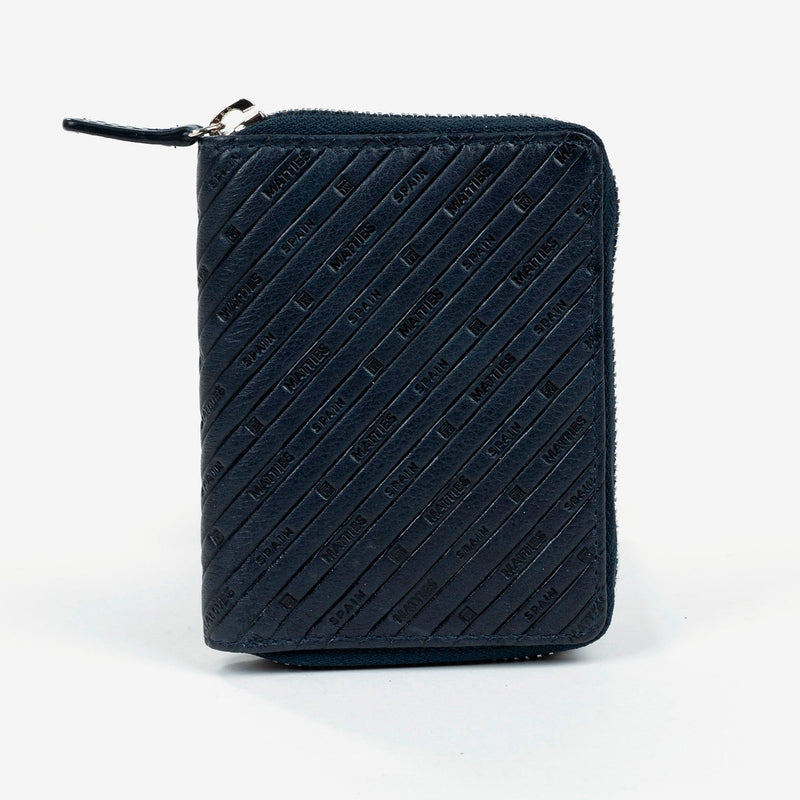 Leather wallet, blue color, Emboss Leather Collection