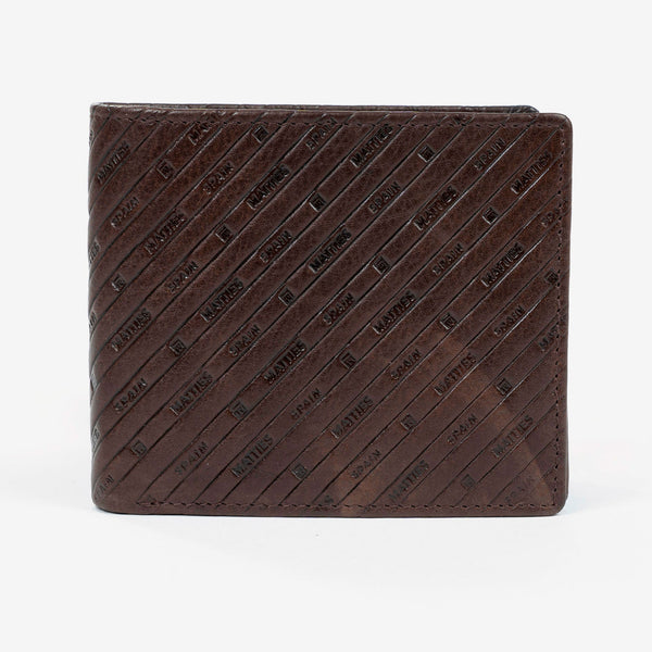 Billetero piel, color marrón, Colección Emboss Leather