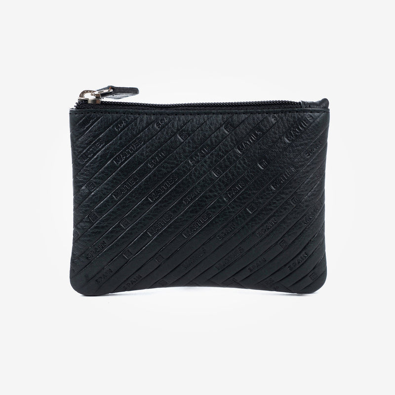 Black leather coin purse, Collection Emboss Leather