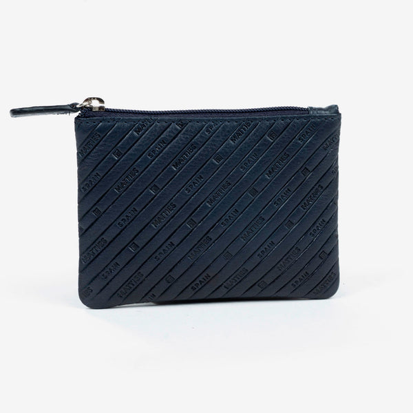 Leather purse, blue color, Emboss Leather Collection