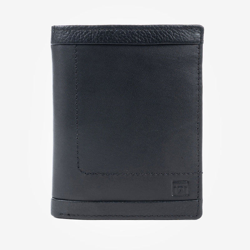 Black leather wallet, Collection Caribu Leather