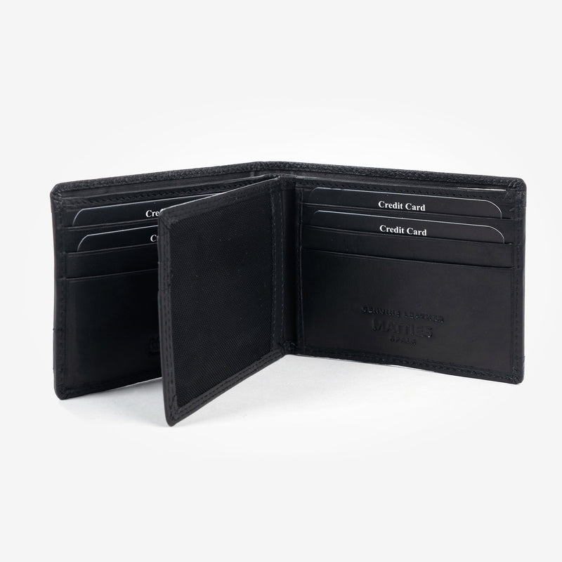Black leather wallet, Collection Caribu Leather