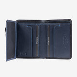 Leather wallet, black color, New Nappa collection. 8.5x11 cm