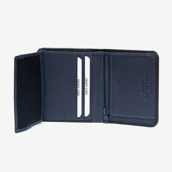 Leather wallet, black color, New Nappa collection. 8.5x10 cm